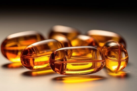yellow cbd oil cannabis capsules, golden pills Generative ai