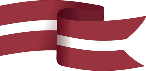 Latvia ribbon flag icon cartoon vector. National travel. Round state - obrazy, fototapety, plakaty