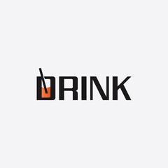 Drink logo with logotype and wordmark design concept