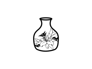 colored vases with blooming flowers for decoration and  poppy  Vector illustration. Colored ceramics vase object, antique  cup with abstract pattern isolated on white background vector illustration.