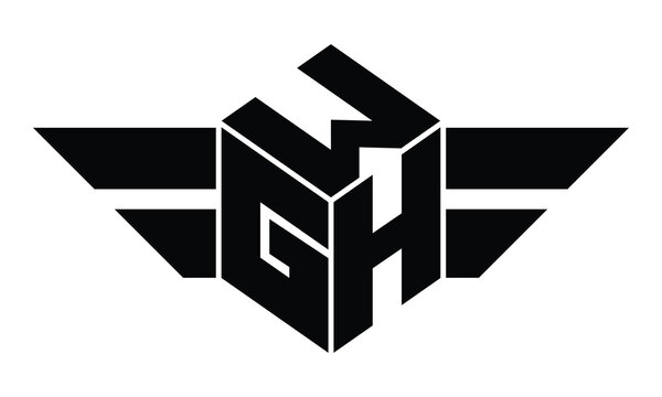 WGH three letter gaming logo in polygon cube shape logo design vector template. wordmark logo | emblem logo | monogram logo | initial letter logo | sports logo | minimalist logo | typography logo |