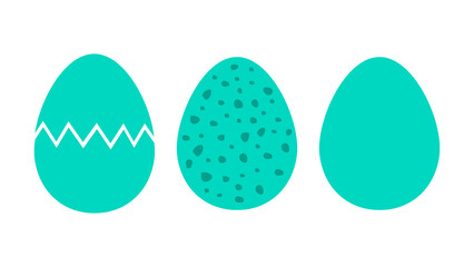 Easter eggs icons set. Cracked egg, speckled egg and plain.