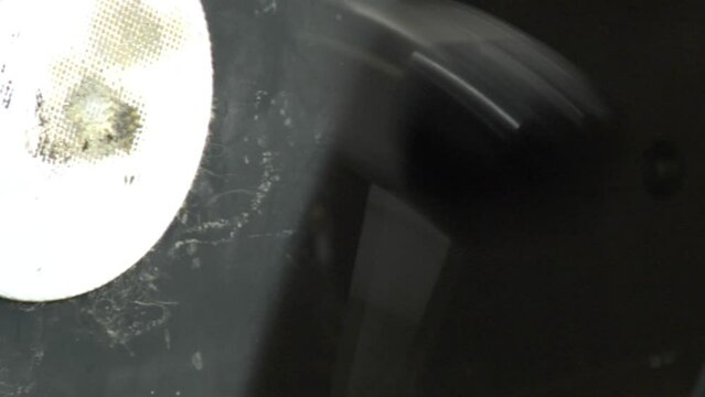 Close-up of the kick drum pedal banging on a kick drum