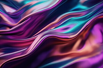 Iridescent chrome wavy gradient abstract background. created using Generative Ai