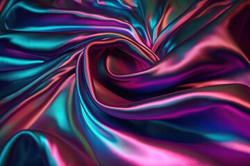 Iridescent chrome wavy gradient cloth fabric abstract background. created using Generative Ai