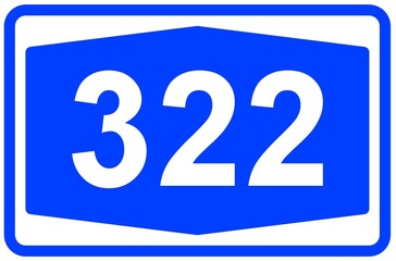 Illustration eines Autobahnschildes der Autobahn 322 in Deutschland	
