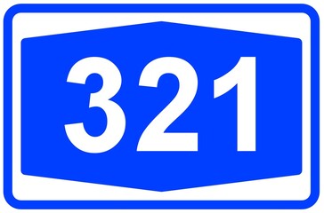 Illustration eines Autobahnschildes der Autobahn 321 in Deutschland	
