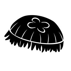 Jellyfish vector icon. Cartoon black icon isolated on white background. Beautiful silhouette for tattoo design, festive card, fashion ornaments, logo, children, pattern. Vector illustration.