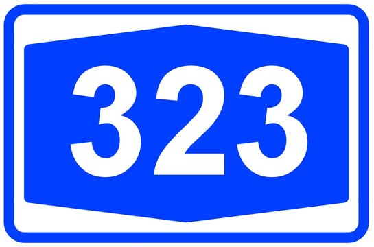 Illustration eines Autobahnschildes der Autobahn 323 in Deutschland	