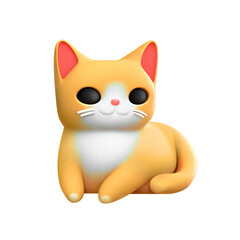 Cute orange cat sitting. 3D illustration