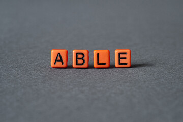 Able - word concept on cubes