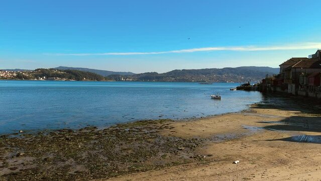 Beautiful view of combarro fishing town, pontevedra, Spain. High quality 4k footage.