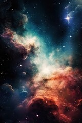 Fototapeta na wymiar Stars and nebula in space, bright light and colors, generative AI.
