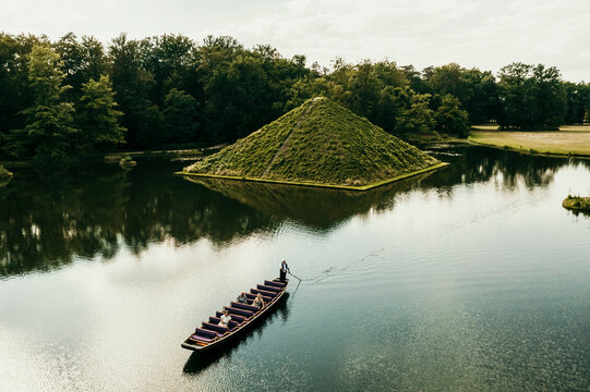 Pyramid in lake of Park Branitz, Cottbus, Germany