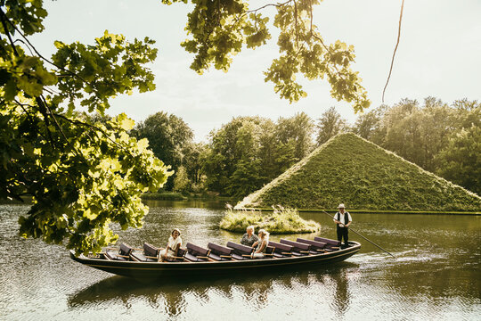 Boat in lake of Park Branitz, Cottbus, Germany