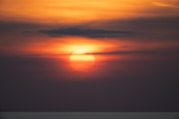 Fiery orange sunset from the coast of Cornwall