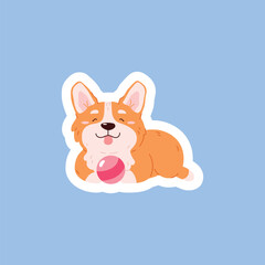 Welsh Corgi funny cute animal for sticker design, vector illustration isolated.