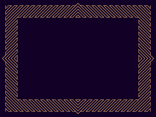 Art deco frame. Vintage linear border. Design a template for invitations, leaflets and greeting cards. Geometric golden frame. The style of the 1920s - 1930s. Vector illustration