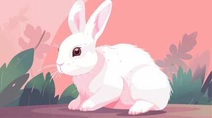 Cute Easter bunny vector illustration 2D flat style