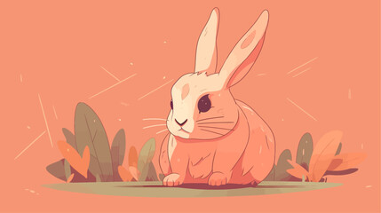 Cute Easter bunny vector illustration 2D flat style
