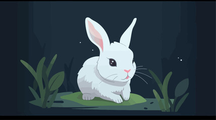 Cute Easter bunny vector illustration 2D flat style