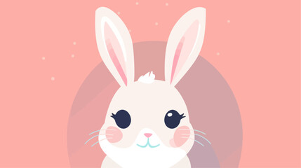 Cute Easter bunny vector illustration 2D flat style