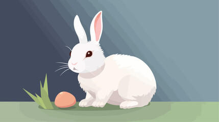 Easter bunny with colorful Easter egg. Holiday card vector illustration