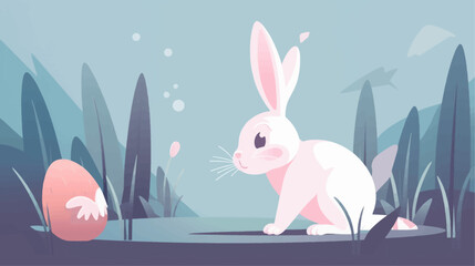 Cute Easter bunny vector illustration 2D flat style