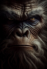Fototapeta na wymiar Bigfoot face close-up created with Generative AI
