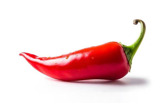 A detailed shot of a single chili pepper, showcasing its vibrant red color and smooth texture. Generative AI