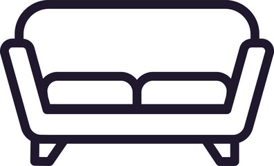 Sofa concept. Single premium editable stroke pictogram perfect for logos, mobile apps, online shops and web sites. Vector symbol isolated on white background.