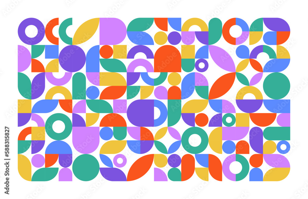 Aufkleber modern geometric pattern. basic geometry circle square shape abstract simple form, minimal print swi