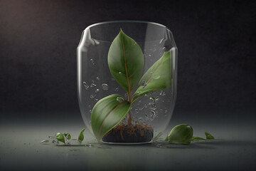 A glass with a plant inside earth day Generative AI 