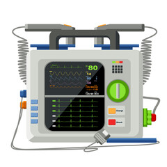 medical equipment defibrillator modern design Complete vital signs display, portable electronic device that automatically diagnosis life-threatening cardiac arrhythmias. Life Support or Resuscitation - obrazy, fototapety, plakaty