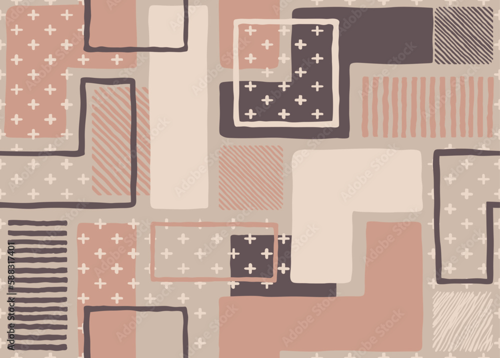 Poster abstract seamless pattern with squares and lines