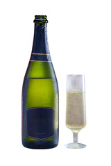 bottle and glass of chilled champagne