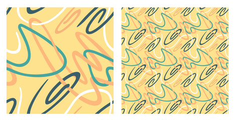 Abstract seamless pattern with drawn wavy lines