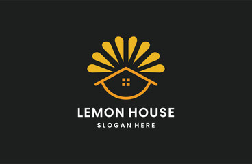 Obraz premium Sunrise Home with Slice Lime Orange for Real Estate logo design