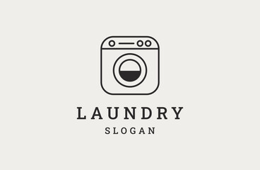 creative laundry machine logo design line style