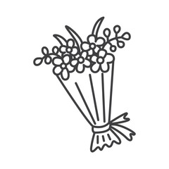 Hand drawn illustration of a bouquet of flowers. Vector graphic drawing