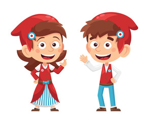 Jeune couple en costume de la révolution française. Un garçon et une fille habillés en révolutionnaires. Vive la France !