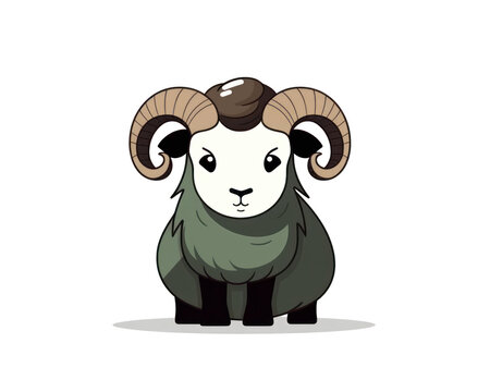 Cute cartoon ram isolated on a white background. Vector illustration.