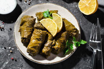 Dolma, Stuffed Grape Leaves, Traditional Caucasian, Turkish, Lebanon, Greek Cuisine