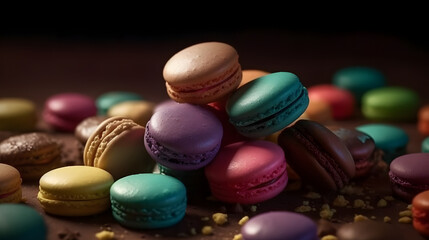 Obraz premium Colorful Macaroons. Generative AI
