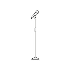 Microphone with stand icon. Vector. Line style.