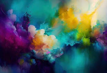 Obraz na płótnie Canvas Colorful mix of acrylic and oil paint texture. Generative AI.