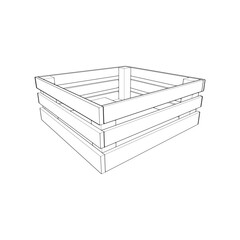 Wooden pallet vector illustration on white background . Isolated isometric outline wood container. Isometric vector outline wooden pallet.