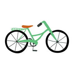 A cute mint color bicycle. Teenagers classical or retro electrical city bike, hand-dawn vector transport, pedal vehicle.