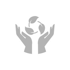 hands icon, concept of nature protection, vector illustration