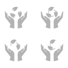 hands icon, concept of nature protection, vector illustration